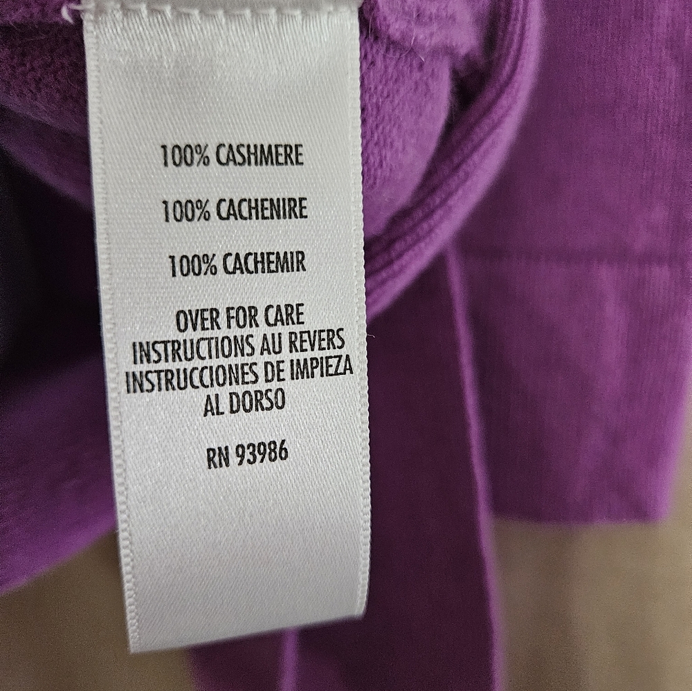 Petite Sophisticate purple 100% cashmere sweater Womens Medium - Picture 5 of 6